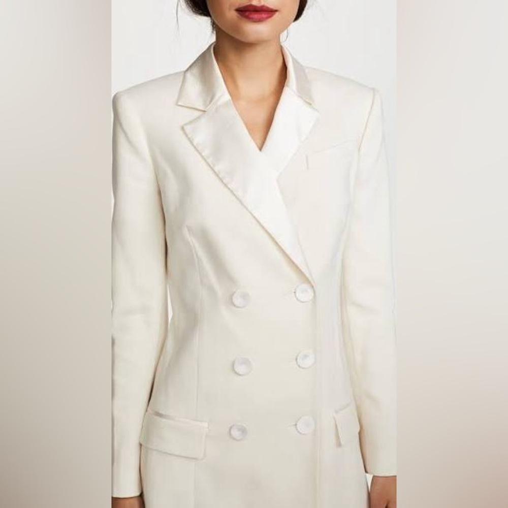 NWT RACHEL ZOE Wool Tuxedo Jacket Mini Dress In Ivory Size 6 RARE - Picture 2 of 12
